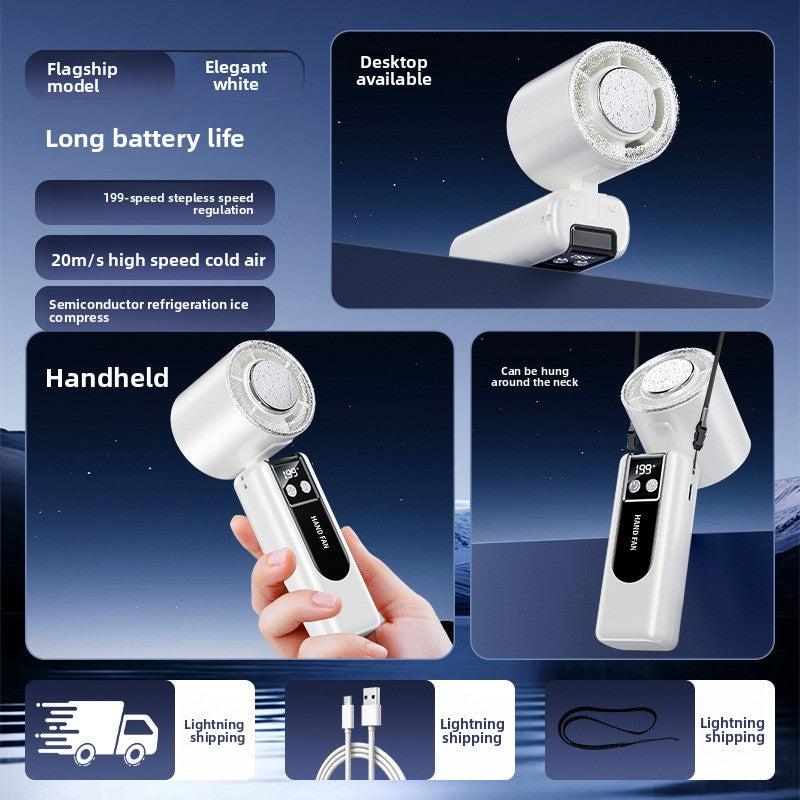 Mini Ventilador Portátil Recargable USB con Oscilación y 4 Velocidades | Para Escritorio, Cuello y Mano