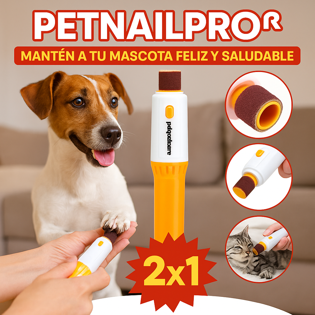 2x1 PetNailPro® Cortauñas para Perros y Gatos | Lima de Uñas para Mascotas | Seguro, Ergonómico e Incluye 6 Limas de Repuesto