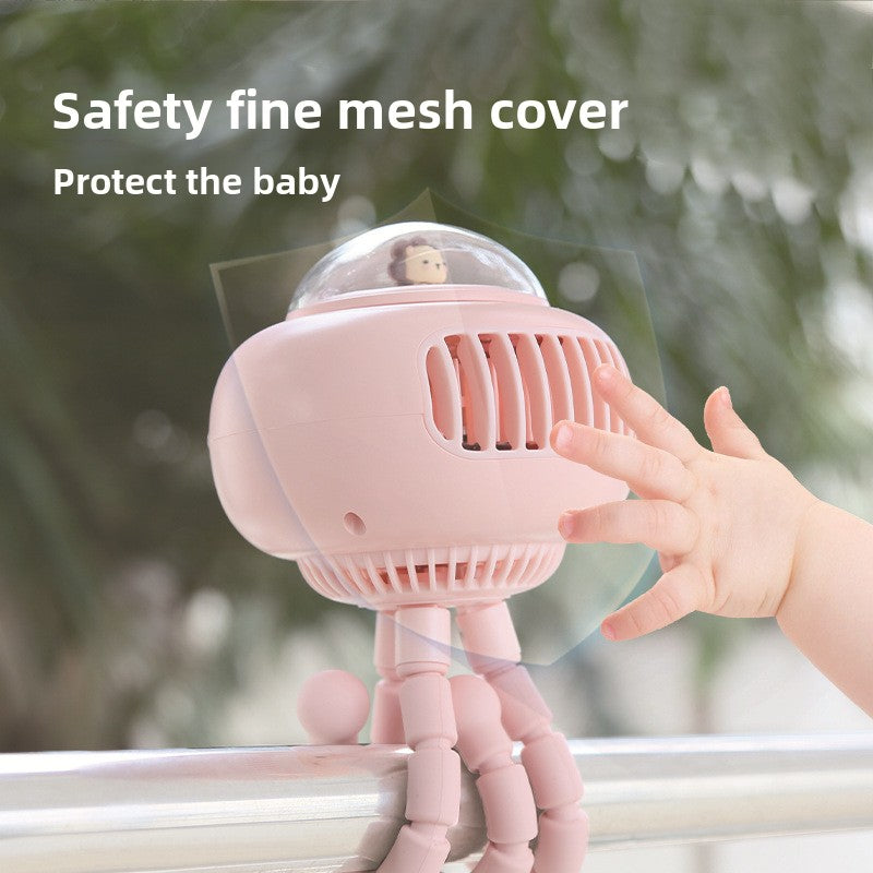 Mini Ventilador Portátil para Bebés Recargable USB con Oscilación y 4 Velocidades | Para Escritorio, Cuello y Mano