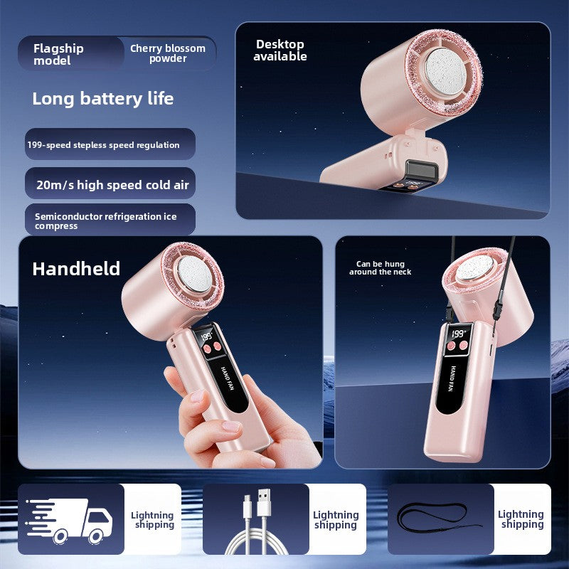 Mini Ventilador Portátil Recargable USB con Oscilación y 4 Velocidades | Para Escritorio, Cuello y Mano
