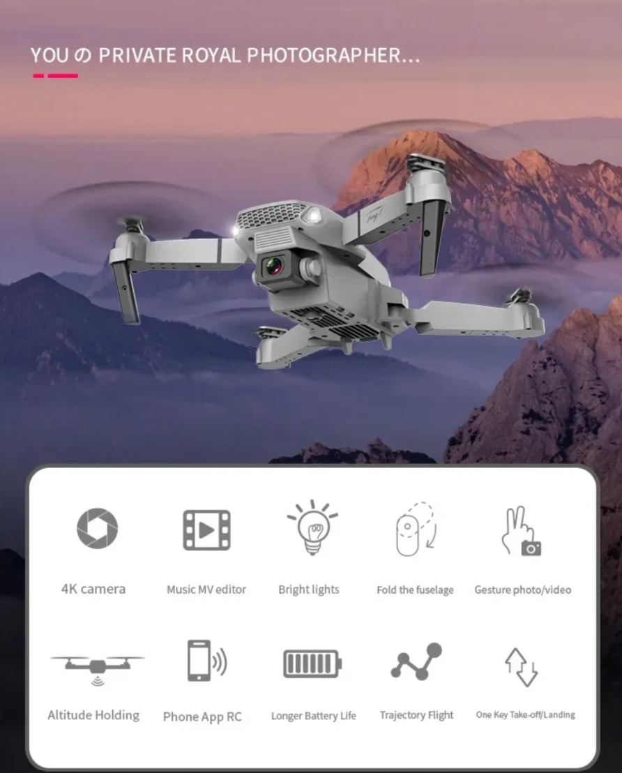 Drone con Control Remoto 2.4G | 100 Metros de Alcance | 3 Velocidades | Batería 1800 mAh | Niños y Adultos